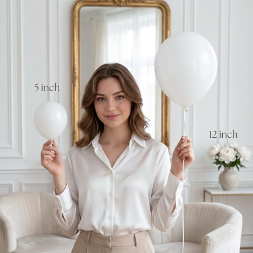 Image of Togvu White Balloons, 50Pack 5 Inch Small Mini Matte White Latex Party Balloons for Wedding Engagement Bridal Baby Shower Anniversary Decorations Supplies