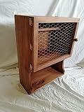 LA IBERICA Alacena fresquera rústica. Malla gallinero. Tintada castaño. Alto 65 cm