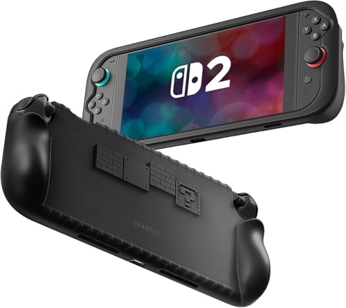 Fintie Switch 2 カバー スイッチ2 ケース ゲームカードスロット シリコン製 ドック非対応 滑り止め 全面保護 ソフト 着脱簡単 耐衝撃 落下防止 防傷防塵 軽量 高い操作性 握りやすい 手触り良い 一体型(1ブラック)