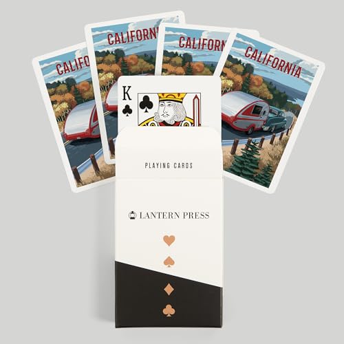Lantern Press California, retro camper, 52 cartas póker miniatura 6