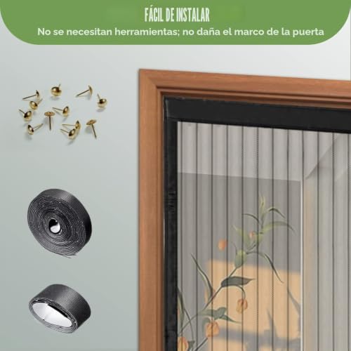 Miniatura 8 de Meet Beauty Mosquitera Magnética Para Puertas, 130 X 210 Cm Se Cierra Automáticamente Y Mantiene El Aire Fresco, Fácil De Instalar Y Adecuado Para Todos Los Tamaños De Puertas, Negro