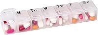 Vista 10 de Acu-Life Organizador semanal (7 días), estuche de vitaminas y caja de medicamentos, compartimentos pequeños, blanco, fabricado en los Estados Unidos