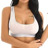 Nihewoo Women Seamless Underwear Mesh See-Through Bra Stretch Workout Crop Vest Bra Brassiere Underwire Bra White