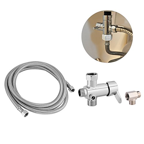 Zyyini T Shape Adapter, Toilet Bidet Kit 3-Way Tee Connector Toilet Bidet Sprayer Shower System Component Replacement Part Water Diverter Valve