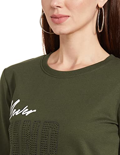 Image of Max Cotton Women Typographic Print Round Neck Sweatshirt