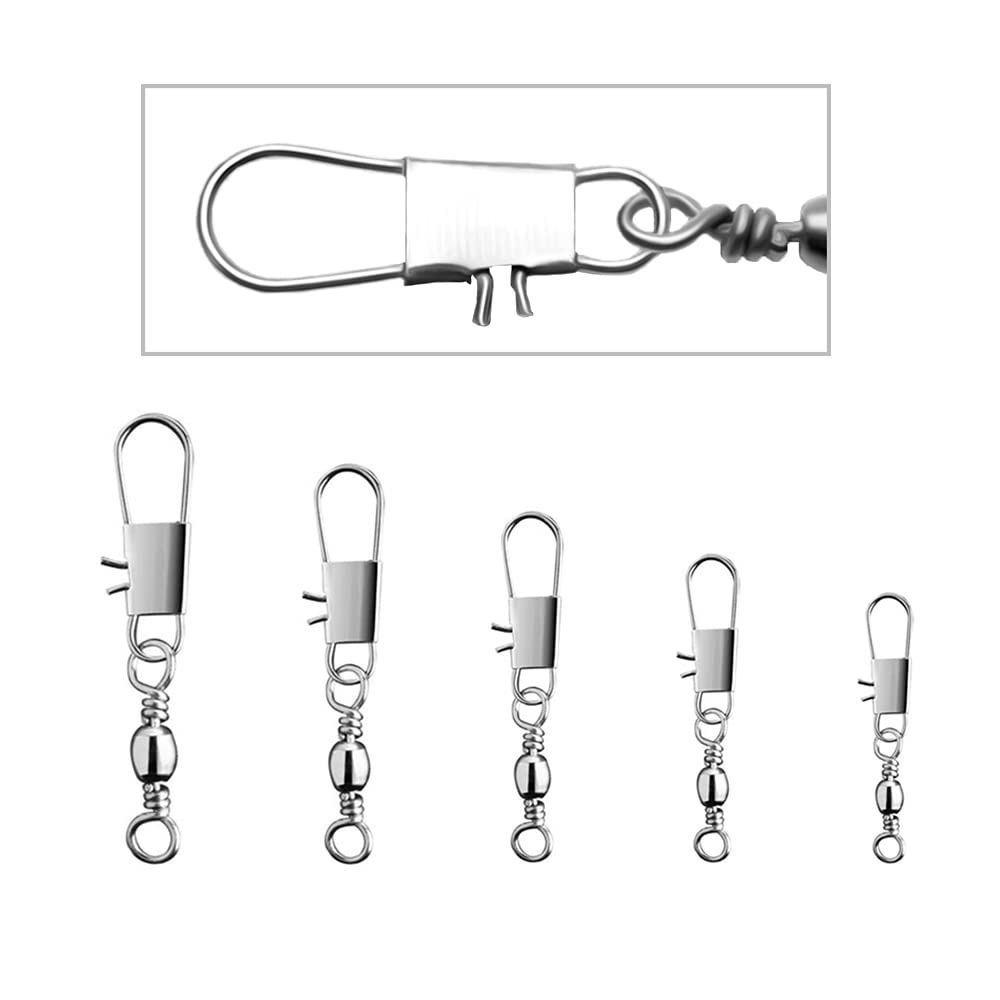 Trsnzul Lot De 210 Émerillons De Pêche - 5 Tailles (2# 4# 6# 8# 10#) Connecteurs Pivotants Baril Pour Eau Douce Et Salée