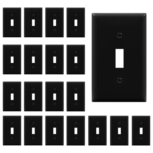 Image of ENERLITES Toggle Light Switch Wall Plate, Gloss Finish, Standard Size 1-Gang 4.50 inch x 2.76 inch, Unbreakable Polycarbonate Thermoplastic, 8811-BK-20PCS, Black (20 Pack)