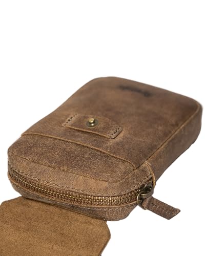 Genuine Leather Motorcycle Utility Pouch Bag with Belt Loop - Small Organizer for Keys, Wallet, Tools by Trip Machine Company (Tobaccco Brown) 5 41j9ne72TFL