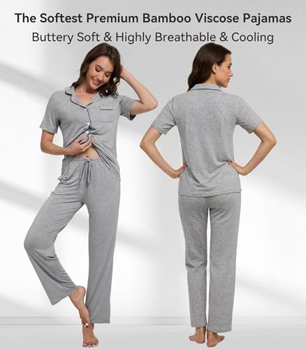 Image of WiWi Viscose from Bamboo Women's Pajamas Set Super Soft Button Down Top and Pants Sleepwear Cooling Pjs S-3X