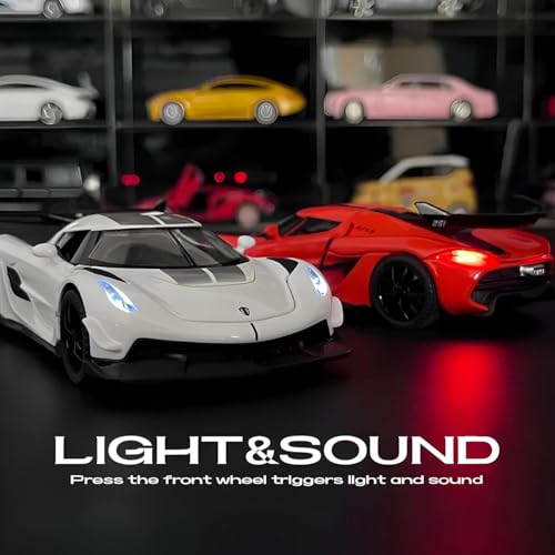 Image of Exclusive Alloy Metal Pull Back Die-Cast Car Diecast Metal Pullback Toy Car with Openable 6 Doors,Light Music Boys Gifts Toys (1:32 Koenigsegg Jesko-Multicolor)