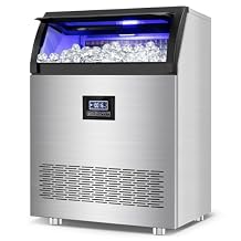 Commercial Ice Maker Machine 360LBS/24H with 80LBS Storage Bin, 126PCS Ice Cubes Ice Machine Stainless Steel Undercounter/Freestanding Ice Maker for Home Bar Outdoor, Self Cleaning