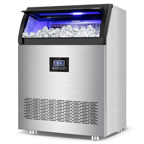 Commercial Ice Maker Machine 360LBS/24H with 80LBS Storage Bin, 126PCS Ice Cubes Ice Machine...
