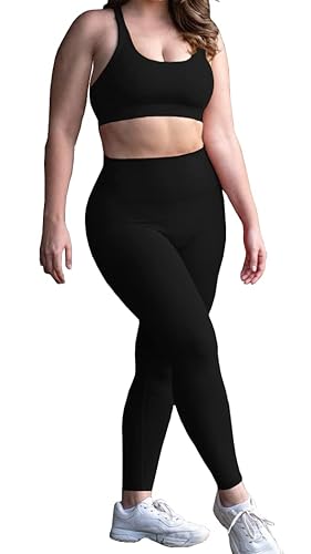 Dream Gear Leggings de cintura alta para mujer, suaves, elásticos, sin costuras, opacos, con control de abdomen, leggings de fitness, levantamiento de peso, gimnasio, yoga, pantalones elásticos, talla