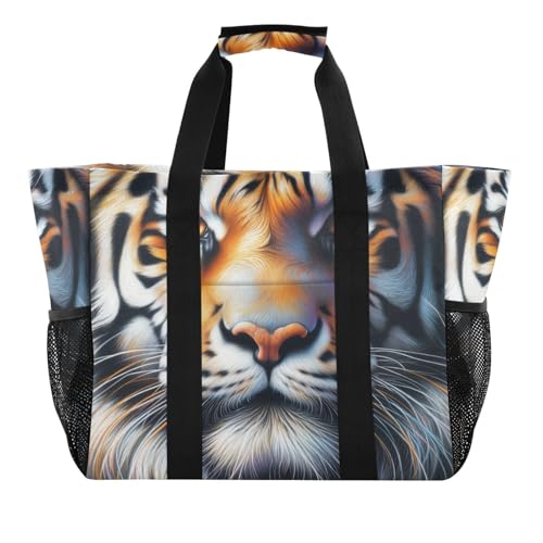 Wild Tiger Large Beach Bag Waterproof Beach Tote Bags for Women Travel Gym Pool