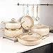 Fully Clad 5-Ply Stainless Steel Cookware Set, 12Pcs Nonstick Pots and Pans Set with Stay-Cool Handles, Induction Compatible, Stackble Design, Includes with Frying Pan, Saucepans and Saute Pan (Beige)