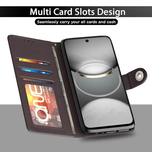 Image of Pikkme Flip Cover for Tecno Spark 30C 5G Leather Finish | Inside TPU with Card Pockets | Wallet Stand and Shock Proof | Complete Protection Button Flip Case(Coffee)