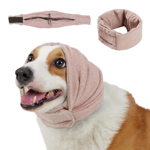 Image of Dog Calming Hoodie, No Shake Ear Wraps for Dogs, Adjustable Dog Ear Muffs for Noise Protection, Ear Wrap Head Cover for Anxiety Relief & Hematoma (Dusty Rose, M(Head Circle:13.8 inch-18.9 inch))