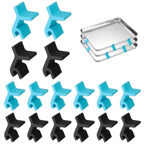 MingQiEven Confezione da 16 vassoi riutilizzabili impilabili, multiuso, adatti per la cucina di casa, vassoi salvaspazio impilabili