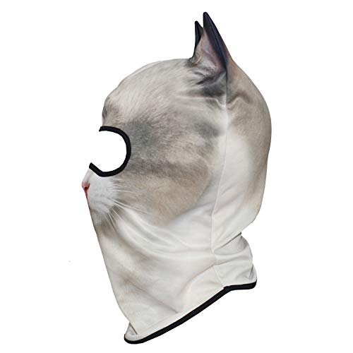 Image of WTACTFUL 3D Animal Ears Balaclava, Breathable Face Mask for Halloween