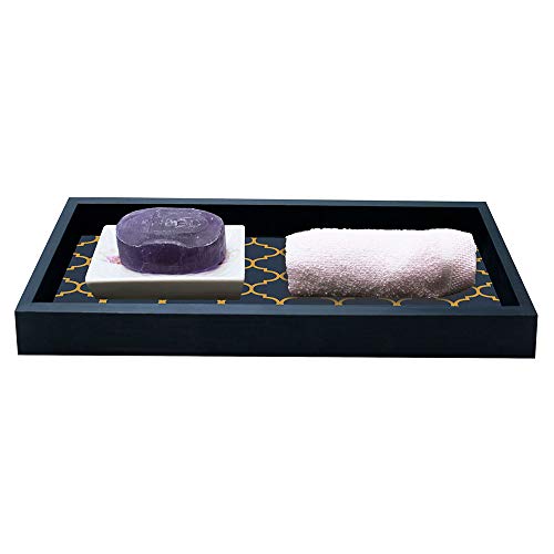 Bandeja Lavabo Geometrica Preta 15x28x3cm Kapos Preto