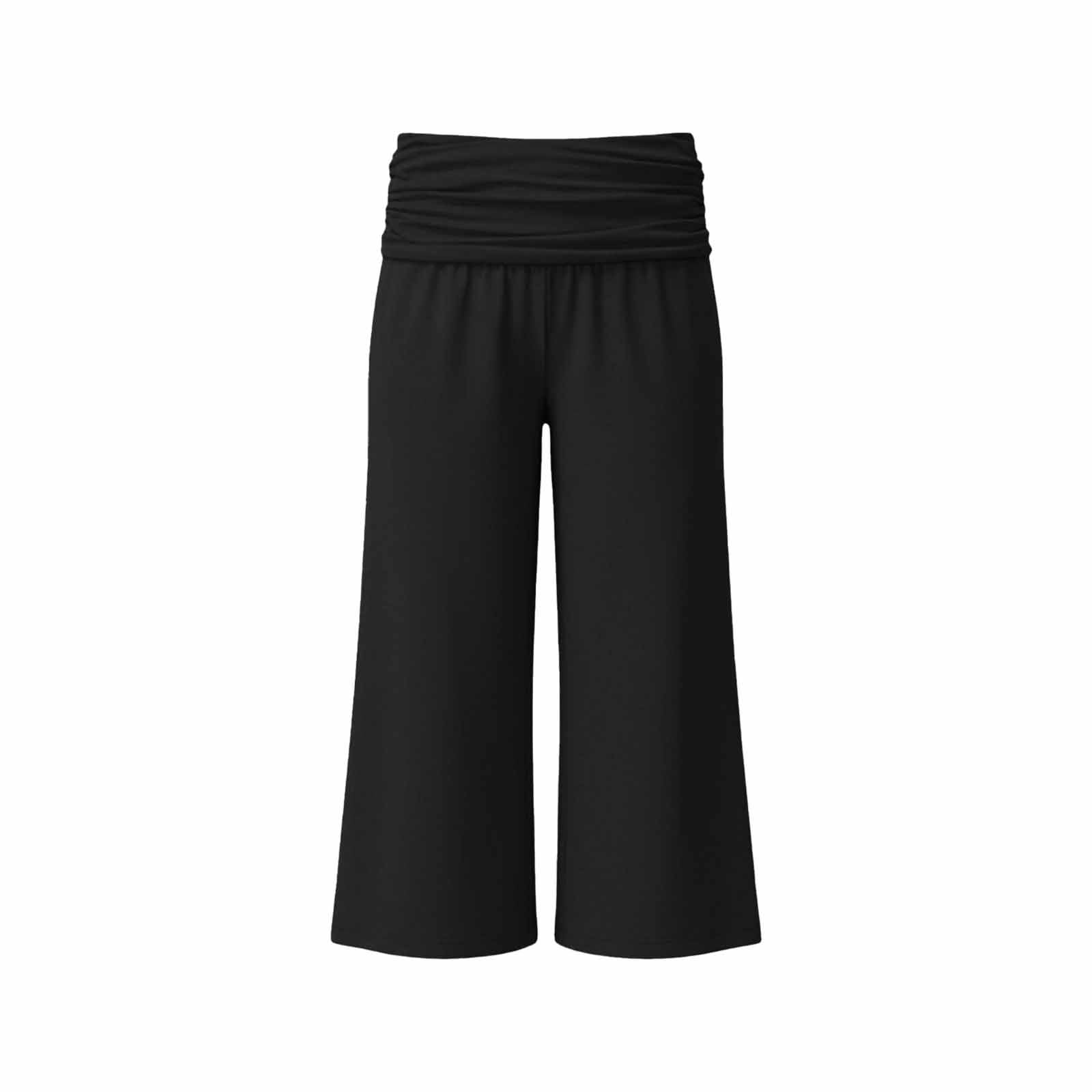 3/4 Coral Fold Over Yoga Pants Mädchen Weite Bein Caprihose Mit Raffung Loose Fit Uni Lounge Hose Mit Hohem Umschlagbund Korallfarbene Faltenhose Sommer Low Waist Dreiviertel Schlaghose 5-14 Jahre