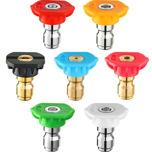 4-Pack Pressure Washer Nozzle Tips - 0°, 15°, 25°, 40° Quick Connect Stainless Steel Spray Tips