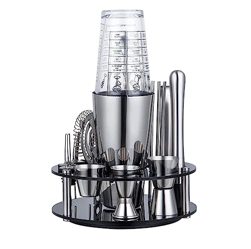 Kit para bartender con base giratoria y 19 piezas miniatura 1