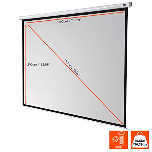celexon Economy Rollo-Leinwand 140 | 280x210 cm 4:3 | manuell ausziehbare 4K, Full-HD Beamerleinwand f&uuml;r Projektionen im Heimkino & B&uuml;ro | Wand- & Deckenmontage/zum Aufh&auml;ngen