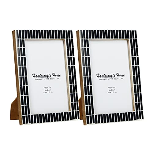Image of Handicrafts Home 4x6 Picture Frames Pack of 2 - Manhattan Collection Handcrafted Photo Frames, Perfect for Wall & Tabletop Display, Ideal Home Decor Gift