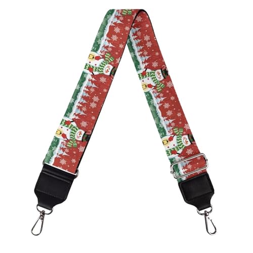 Image of Talayituse Christmas Snowman Tree Snowflake Print Shoulder Strap Wide Purse Bag Strap Christmas Decoration Adjustable Replacement Belt Luggage Crossbody Shoulder Bag Strap for Women Girls
