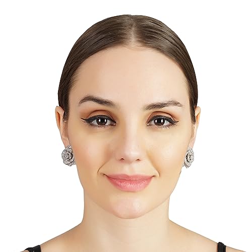 Auraa Trends Rhodium Plated American Diamond Zircon Earring Set For women and Girls AT-360 - Image 4