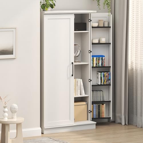 Image of Furinno Robin Storage Cabinet, 4-Tier Pantry Cabinet, Plain White