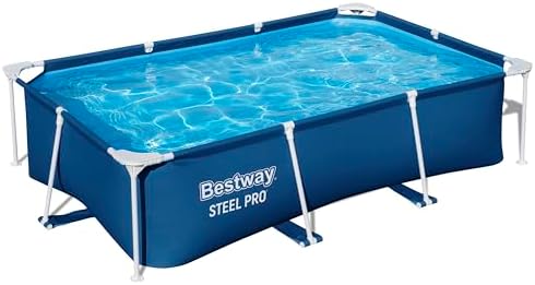 Bestway Steel Pro Frame Pool ohne Pumpe 259 x 170 x 61 cm, dunkelblau, eckig