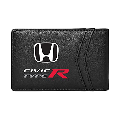 made for - Honda Civic Type-R Black PU Leather Slim RFID Resistant Bi-fold Men Wallet