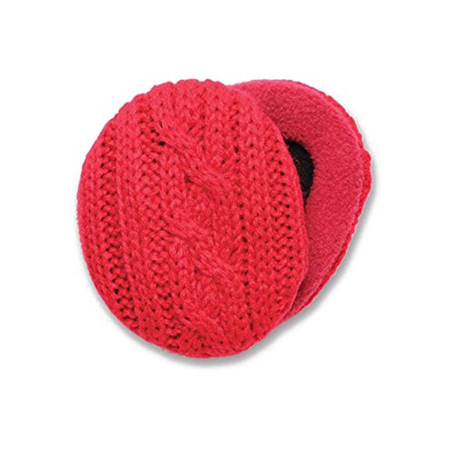 Sprigs CableKnit Bandless Ear Warmers Ear Muffs For Men & Women - Red Large