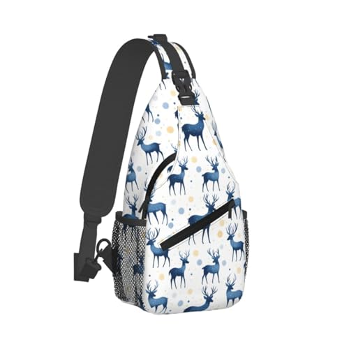 Petit sac à bandoulière imprimé cerf bleu pour le voyage et le sport