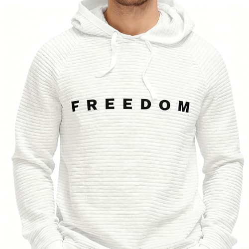 Freedom Sweatshirt White Hoodie Unisex Casual Long Sleeve Pullover Hooded Sweatshirt