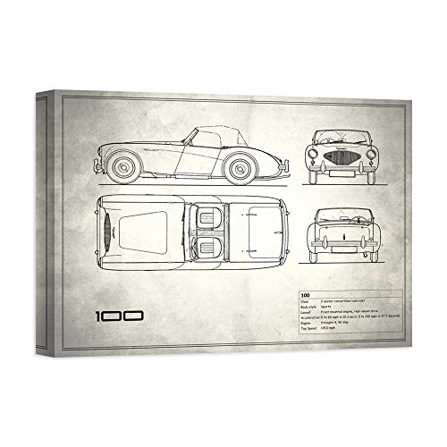 Impression sur toile Austin-Healey 100 tableau auto blanc de Rogan Mark - 2