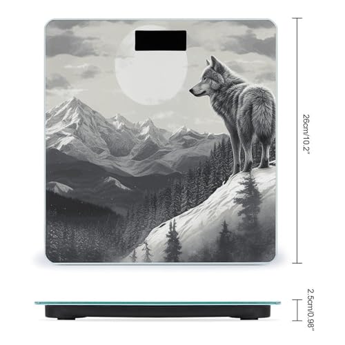 Báscula Digital de Baño Snow Mountain Lone Wolf de Vidrio Templado miniatura 2