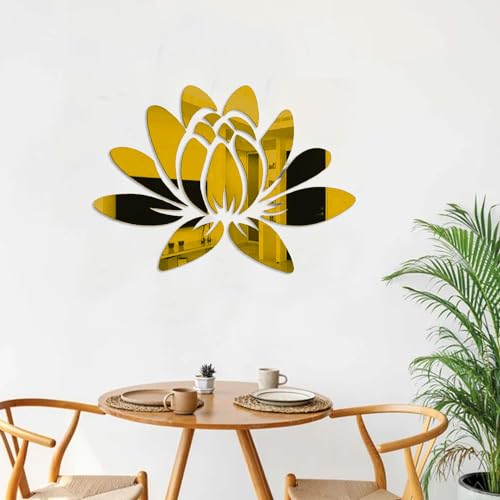 Image of Xtore Lotus Shape Wall Mirror for Home Decor (Pack of 1, Golden)