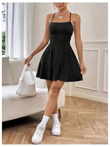 Image of Floerns Women's Summer Ditsy Floral Backless Tie Back Sleeveless Cami Mini Dress
