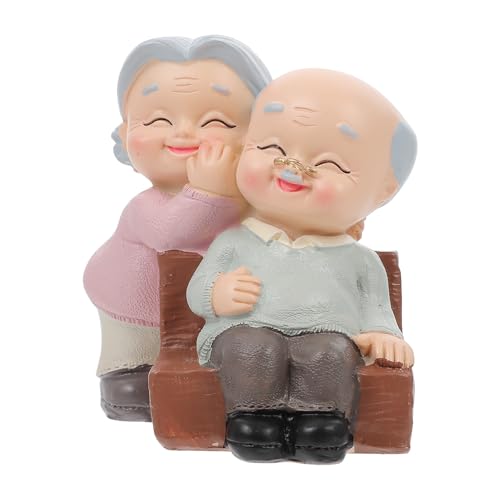 IMUSINICE Figura de Abuelos Resina para Decoración de Pasteles Estatua de Anciana para Aniversarios Regalo para Abuelos Adorno Romántico para Hogar y Oficina