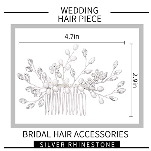 Bmirth Wedding Hair Comb Pearl Bride Headpieces Rhinestone Bridal Hair Jewelry Side Hair Accessories For Women And Girls #TOP4