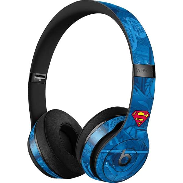 Skinit Decal Audio Skin Compatible with Beats Solo 3 Wireless - Officially Licensed DC Comics Superman Logo Background Pattern Design