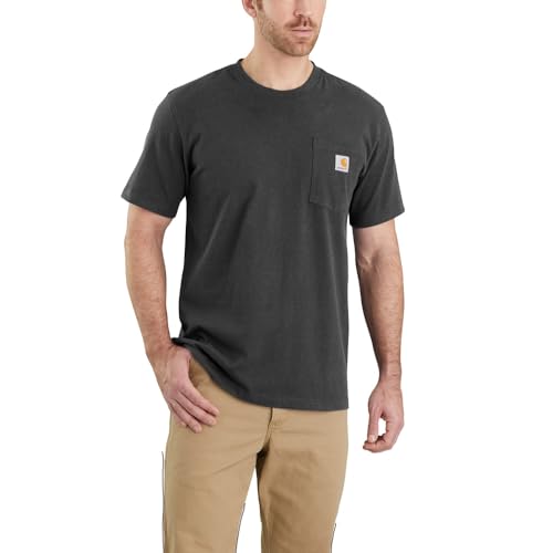 Carhartt Men's Relaxed Fit Heavyweight Short-Sleeve K87 Pocket T-Shirt, Carbon Heather, XXL