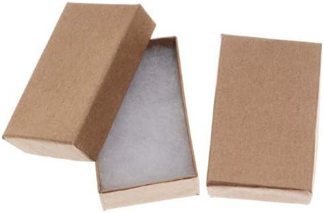 50 Pack Cotton Filled Brown Kraft Jewelry Gift Boxes Jewelry Pendant Earring Necklace Bracelet Packaging 2 5/8" x 1 1/2" x 1" (67 x 40 x 25 mm) Size #21-By RJ Displays