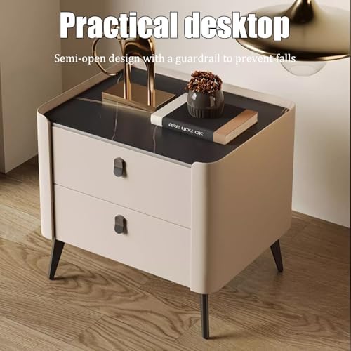 Wood Nightstand, Compact Bedside Table with 2 Drawers, Space-Saving Storage, Durable Carbon Steel Frame, Easy Assembly, Ideal for Bedroom & Living Room (Dark Brown, 40cm/15.75in)