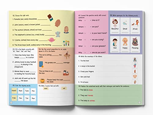Image of 201 English Activity Book: Fun Activities and Grammar Exercises | Alphabet & Words, Rhyming & Opposites | Ages 5-9 | 4+ Hours of Interactive Learning