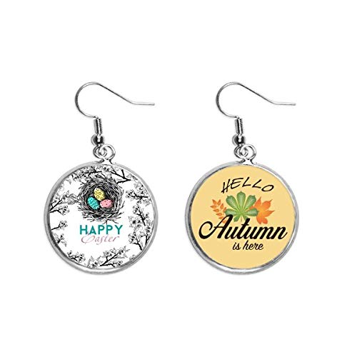 Preisvergleich Produktbild Fröhliches Osterreligionsfest Egg Nest Ohrläppchen Anhänger Herbst Blatt Ohrring Schmuck
