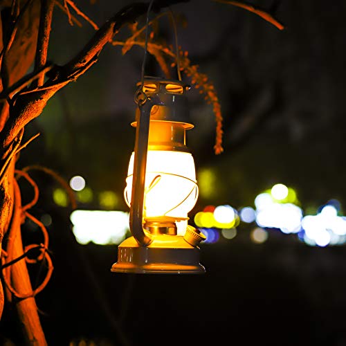 YAKii Energy Saving Hurricane Lamp, Flame Effect, Warm White, Ultra Bright, Battery Operated Camping Lantern, Metal, (White) - Image 6